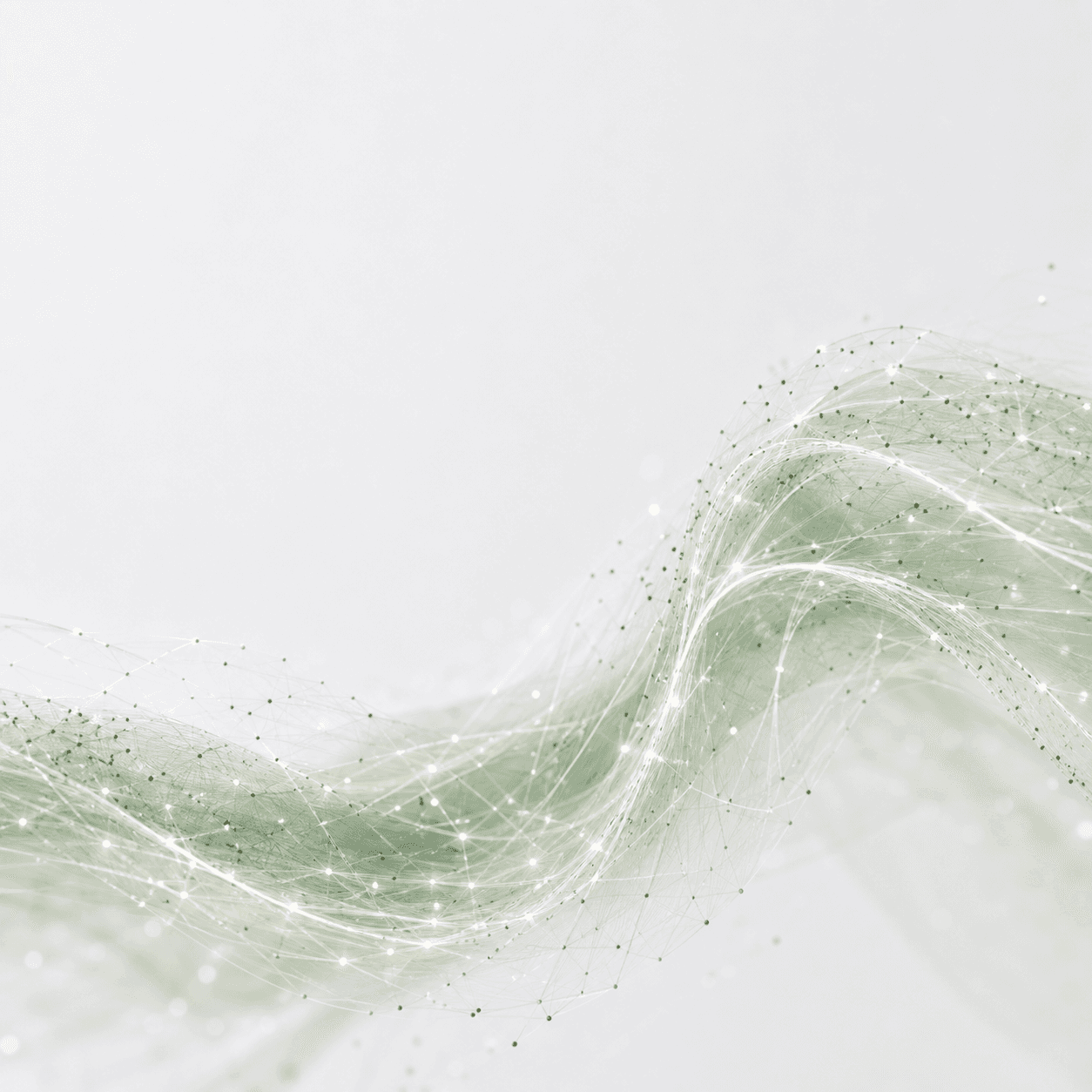 Translucent green particle wave flowing across a luminous field