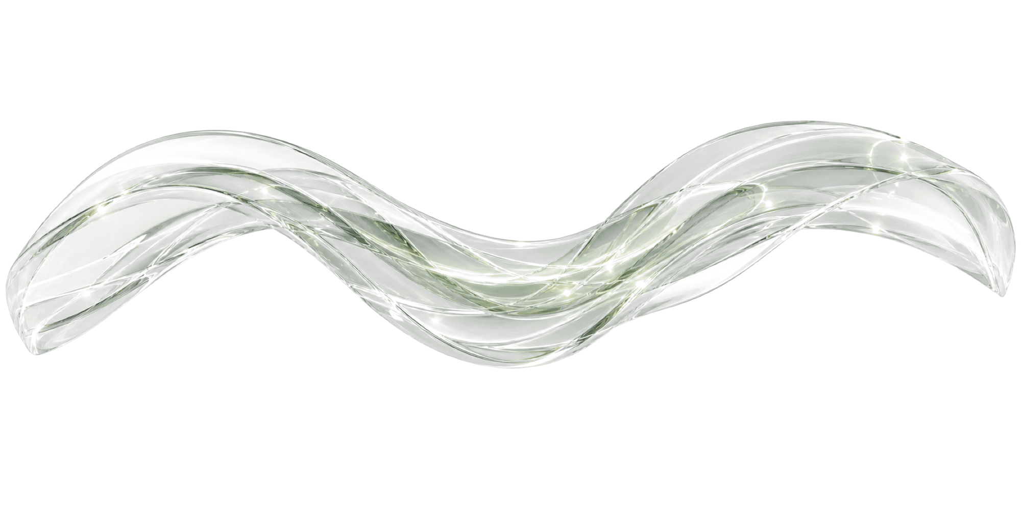 Translucent green glass ribbon representing energy-bearing material in motion