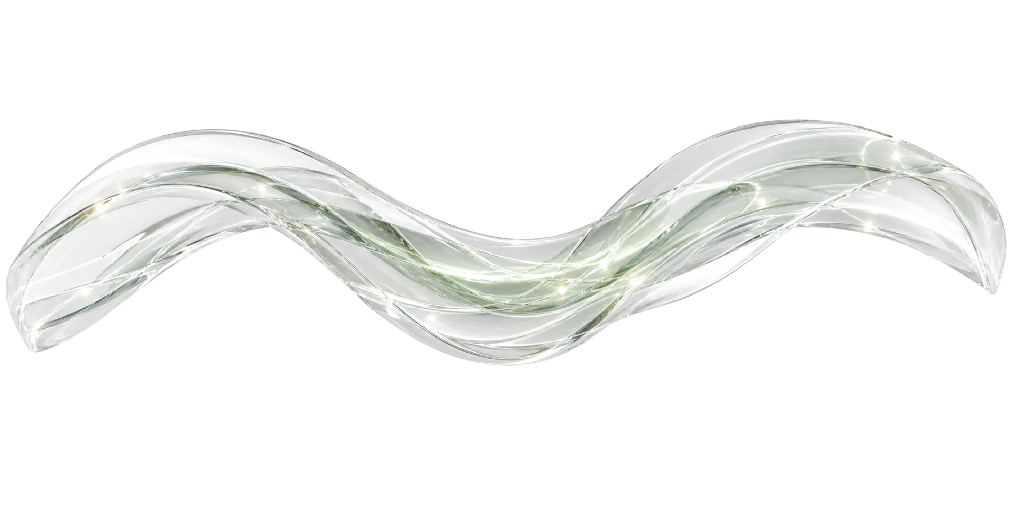 Translucent green glass ribbon representing energy-bearing material in motion