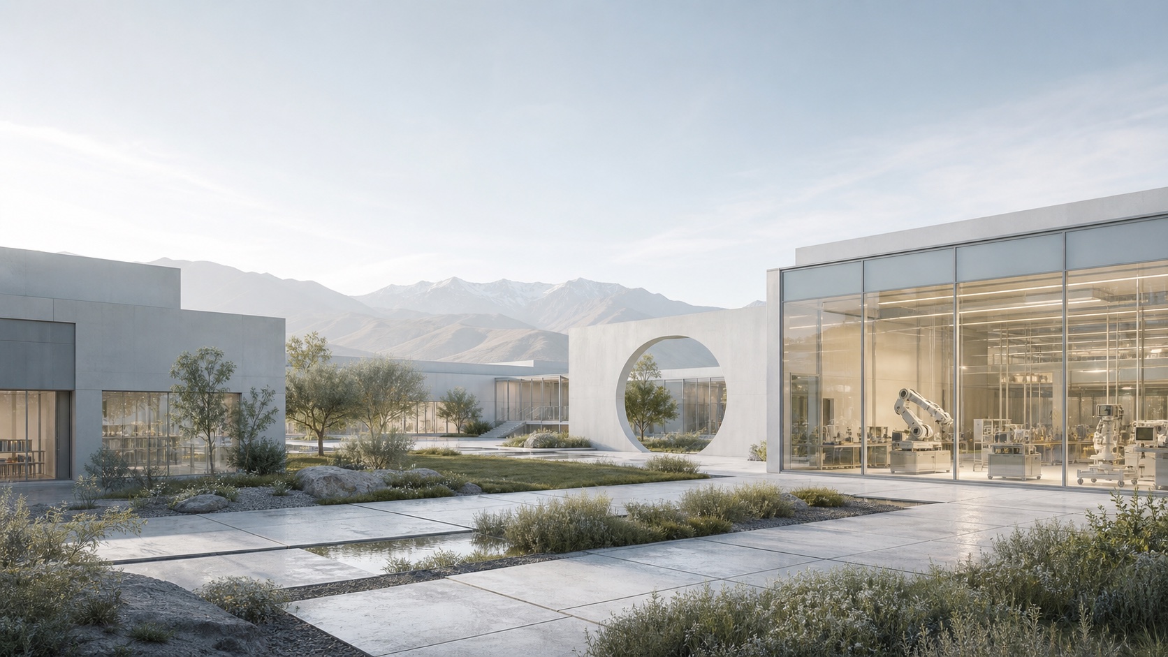 Research institute and fabrication workshop at first light