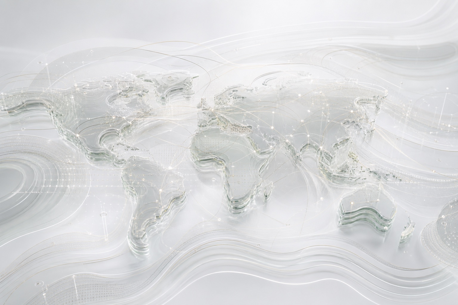 Illustrative global outlook map; markers are atmospheric, not project locations